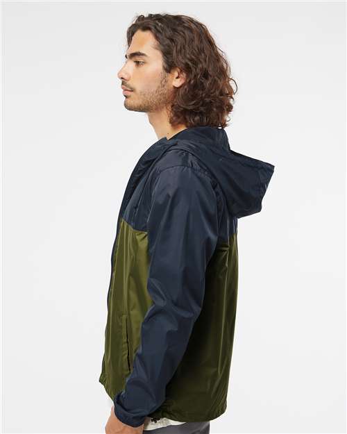 Independent Trading Co. EXP54LWZ Men's Lightweight Windbreaker Full-Zip Jacket - Classic Navy/ Army - model side