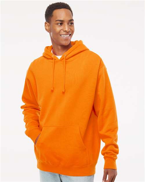 Independent Trading Co. IND4000 Heavyweight Hooded Sweatshirt - Safety Orange - model front