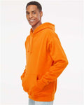 Independent Trading Co. IND4000 Heavyweight Hooded Sweatshirt - Safety Orange - model side