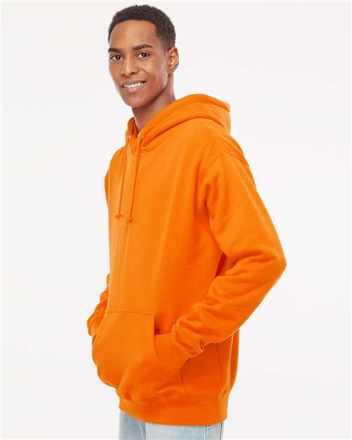 Independent Trading Co. IND4000 Heavyweight Hooded Sweatshirt - Safety Orange - model side