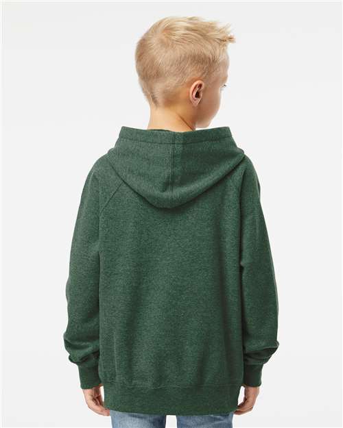 Independent Trading Co. PRM15YSB Youth Lightweight Special Blend Raglan Hooded Sweatshirt - Moss - model back