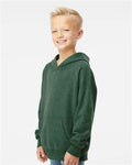 Independent Trading Co. PRM15YSB Youth Lightweight Special Blend Raglan Hooded Sweatshirt - Moss - model side