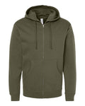 Independent Trading Co. SS4500Z Midweight Full-Zip Hooded Sweatshirt - Army - flat front