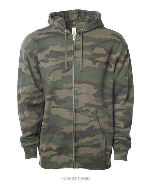 Independent Trading Co. SS4500Z Midweight Full-Zip Hooded Sweatshirt - Forest Camo - front