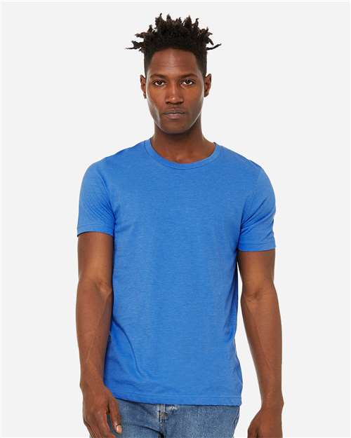 BELLA + CANVAS 3301 Unisex Sueded Tee - Heather Columbia Blue - model front