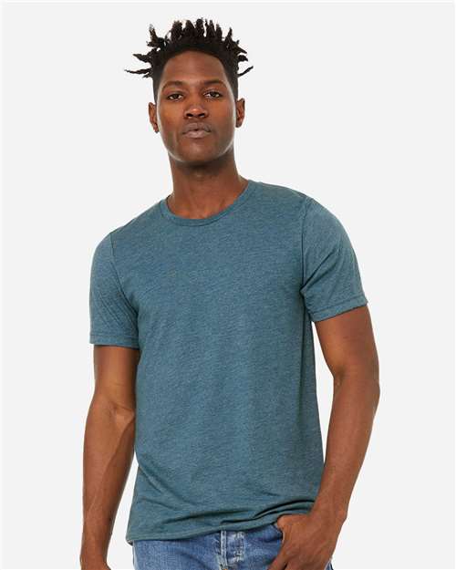 BELLA + CANVAS 3301 Unisex Sueded Tee - Heather Deep Teal - model front