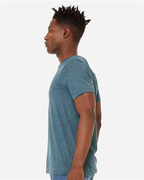 BELLA + CANVAS 3301 Unisex Sueded Tee - Heather Deep Teal - model side