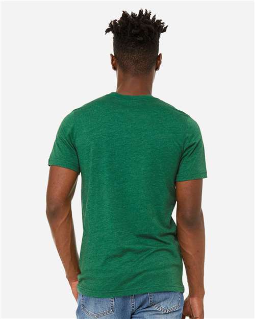 BELLA + CANVAS 3301 Unisex Sueded Tee - Heather Grass Green - model back