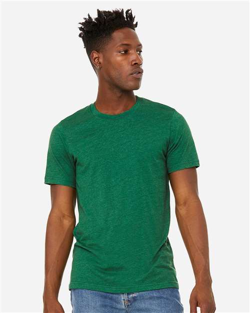 BELLA + CANVAS 3301 Unisex Sueded Tee - Heather Grass Green - model front