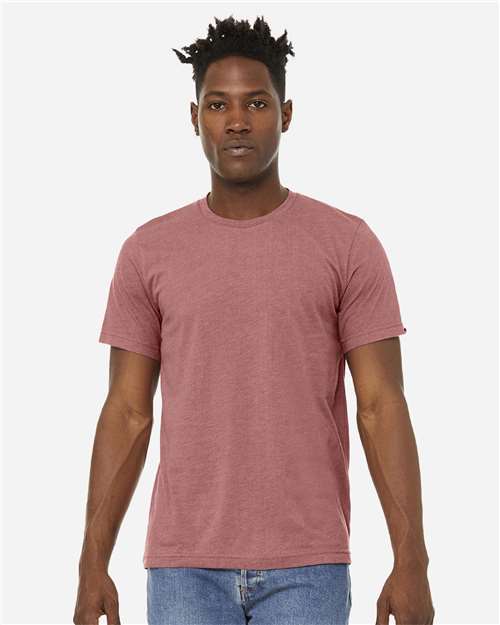 BELLA + CANVAS 3301 Unisex Sueded Tee - Heather Mauve - model front