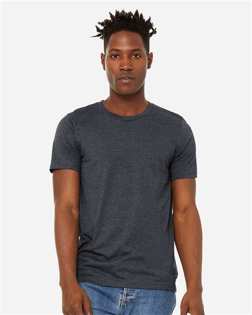 BELLA + CANVAS 3301 Unisex Sueded Tee - Heather Midnight Navy - model front