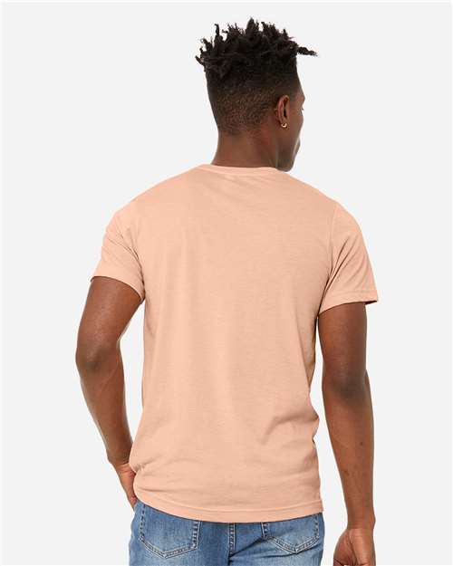BELLA + CANVAS 3301 Unisex Sueded Tee - Heather Peach - model back