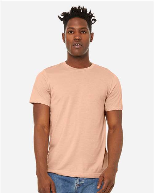 BELLA + CANVAS 3301 Unisex Sueded Tee - Heather Peach - model front
