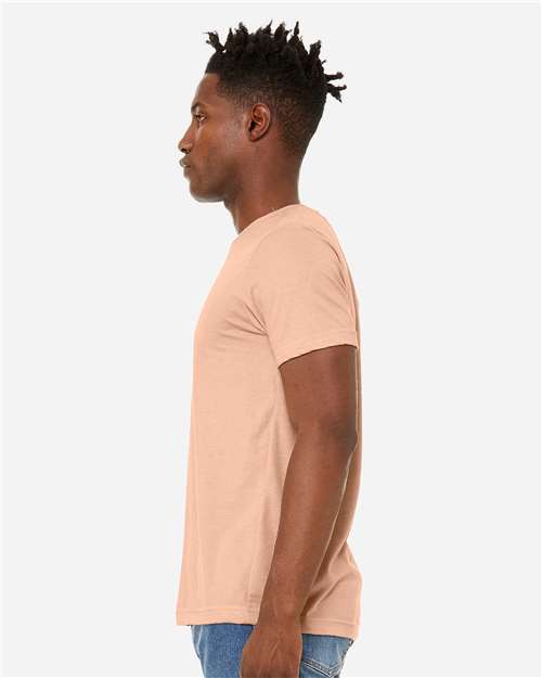 BELLA + CANVAS 3301 Unisex Sueded Tee - Heather Peach - model side