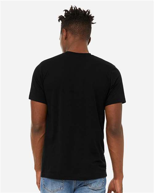BELLA + CANVAS 3301 Unisex Sueded Tee - Solid Black Blend - model back