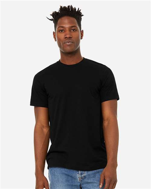 BELLA + CANVAS 3301 Unisex Sueded Tee - Solid Black Blend - model front