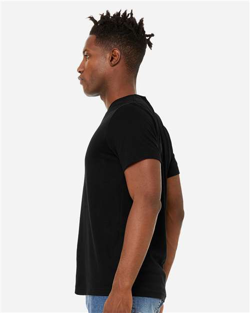 BELLA + CANVAS 3301 Unisex Sueded Tee - Solid Black Blend - model side
