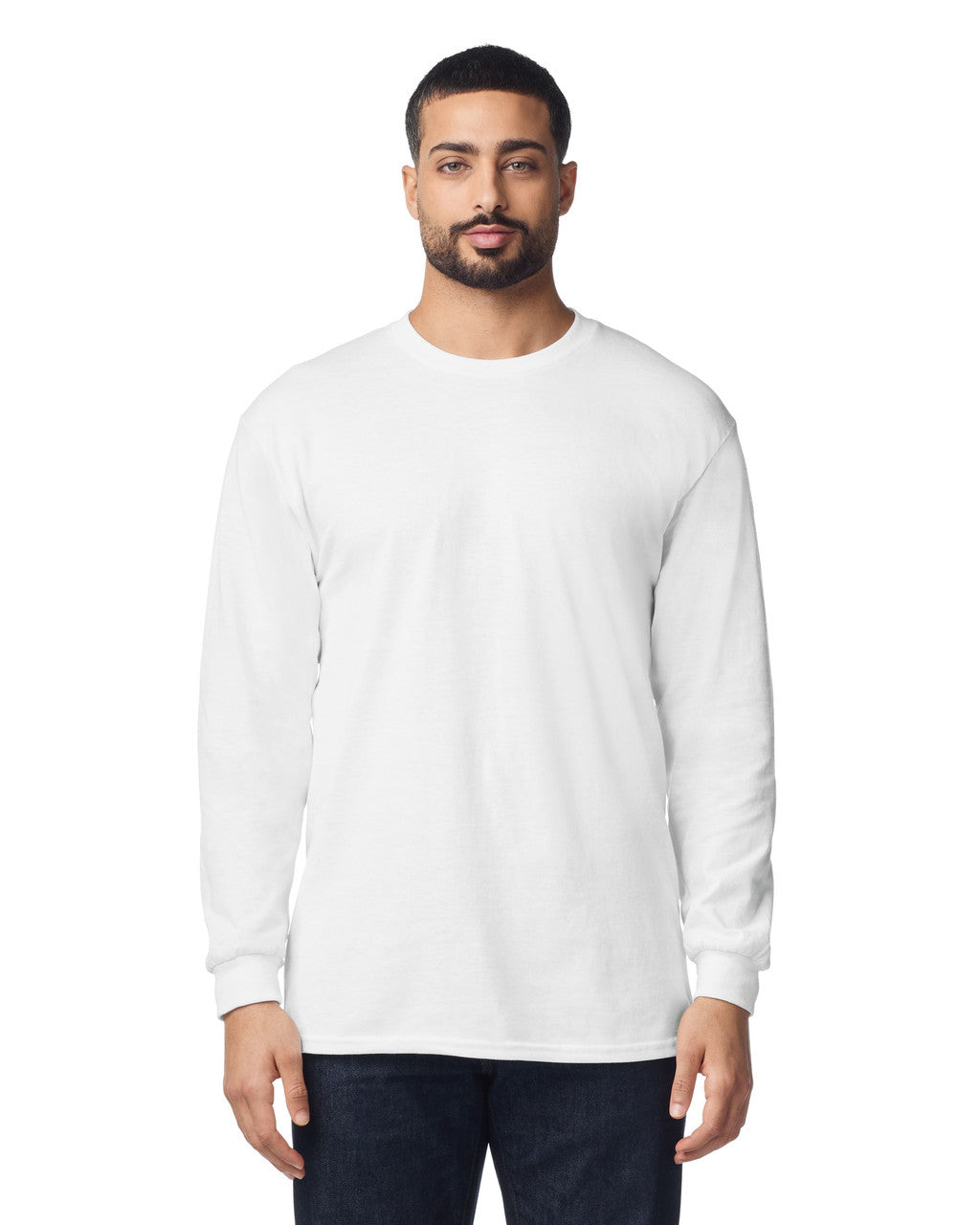 Gildan 8400 Unisex DryBlend 50/50 Long Sleeve T-Shirt - White - model front