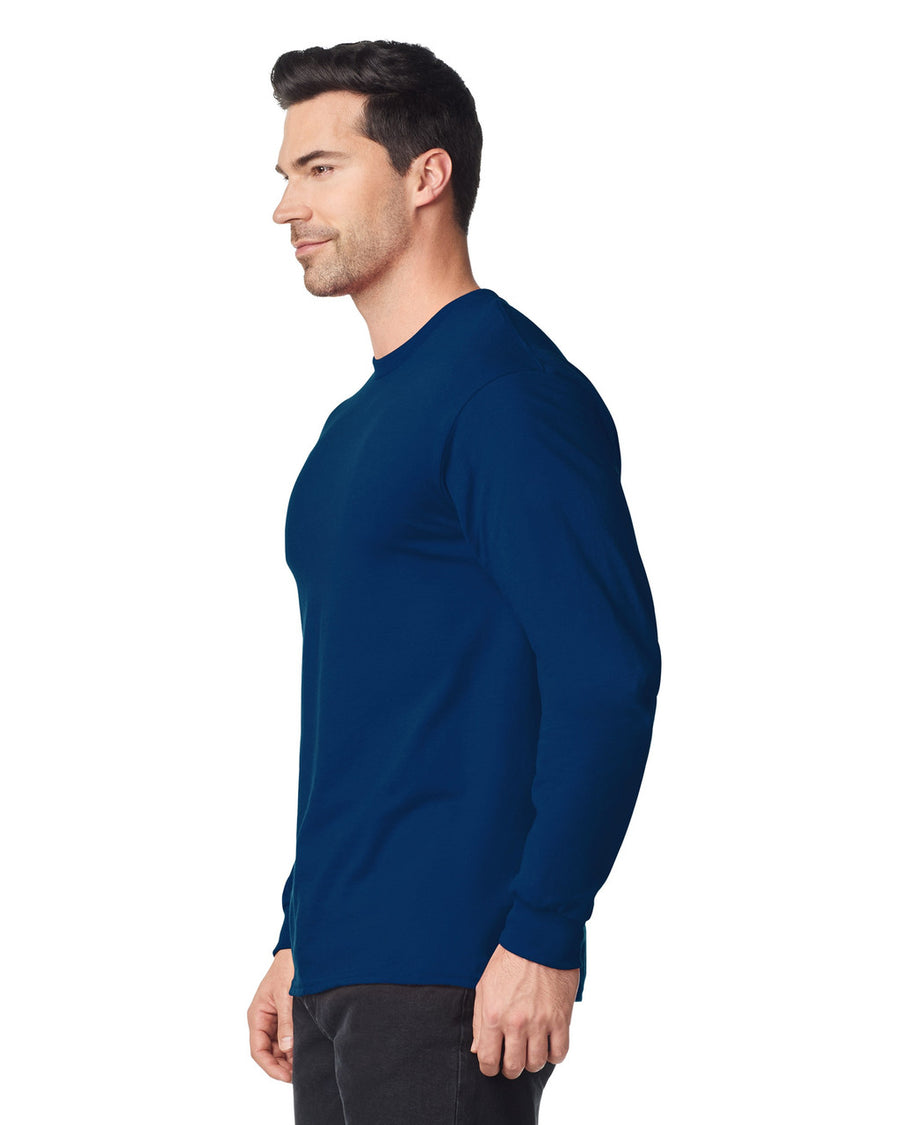 Gildan 8400 Unisex DryBlend 50/50 Long Sleeve T-Shirt - Navy - model side