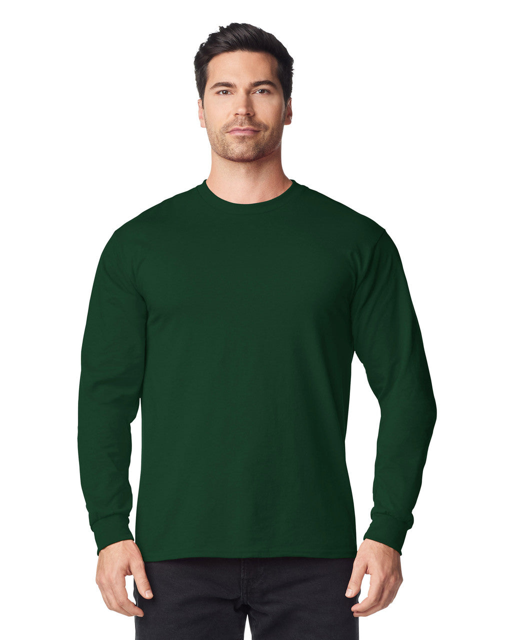 Gildan 8400 Unisex DryBlend 50/50 Long Sleeve T-Shirt - Forest Green - model front