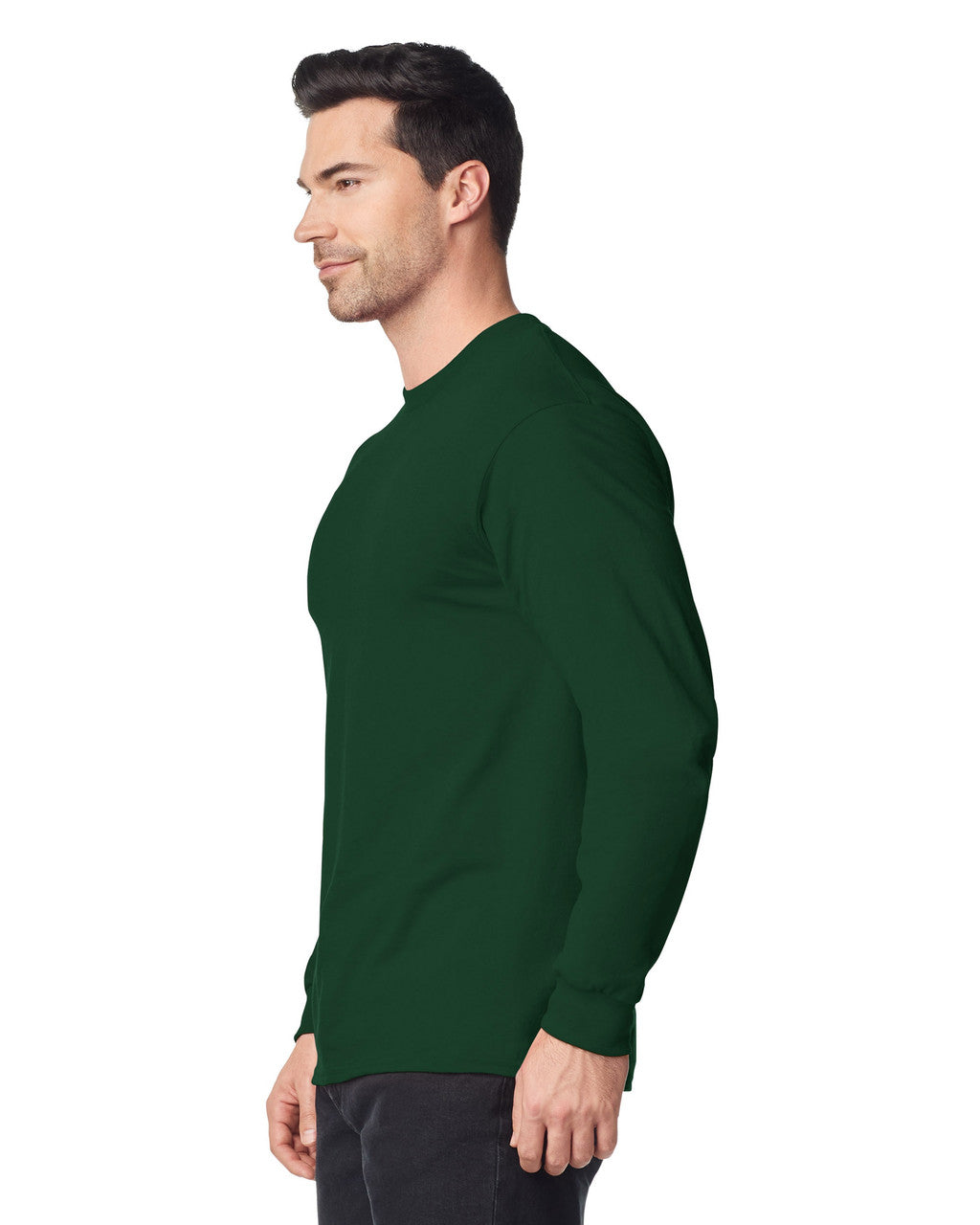 Gildan 8400 Unisex DryBlend 50/50 Long Sleeve T-Shirt - Forest Green - model side