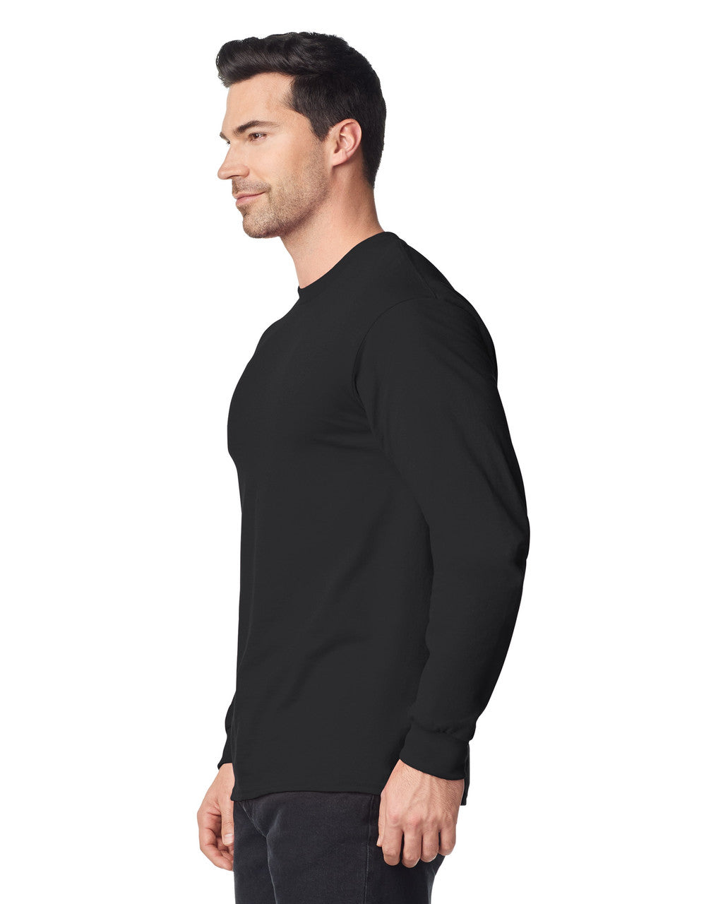 Gildan 8400 Unisex DryBlend 50/50 Long Sleeve T-Shirt - Black - model side