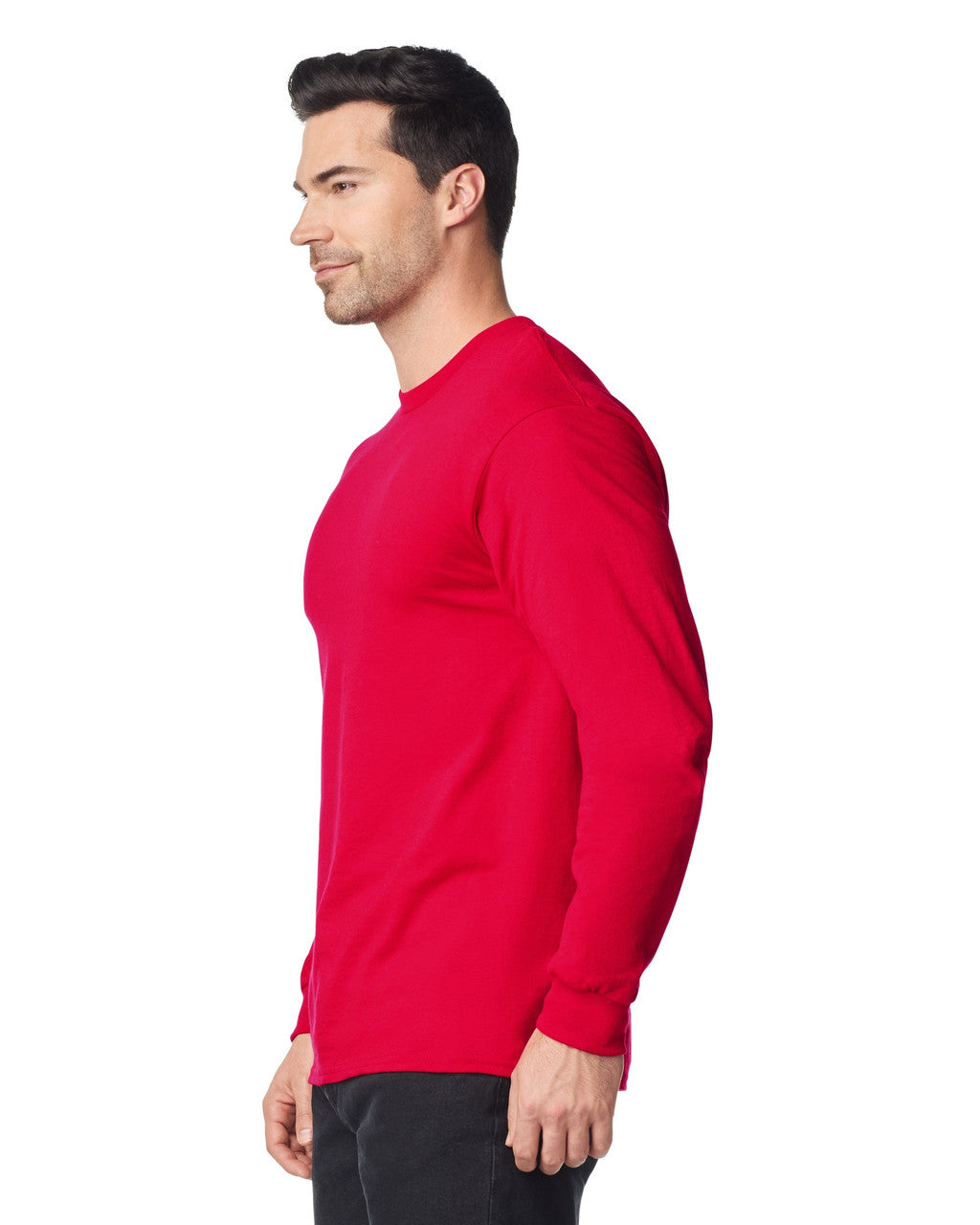 Gildan 8400 Unisex DryBlend 50/50 Long Sleeve T-Shirt - Red - model side