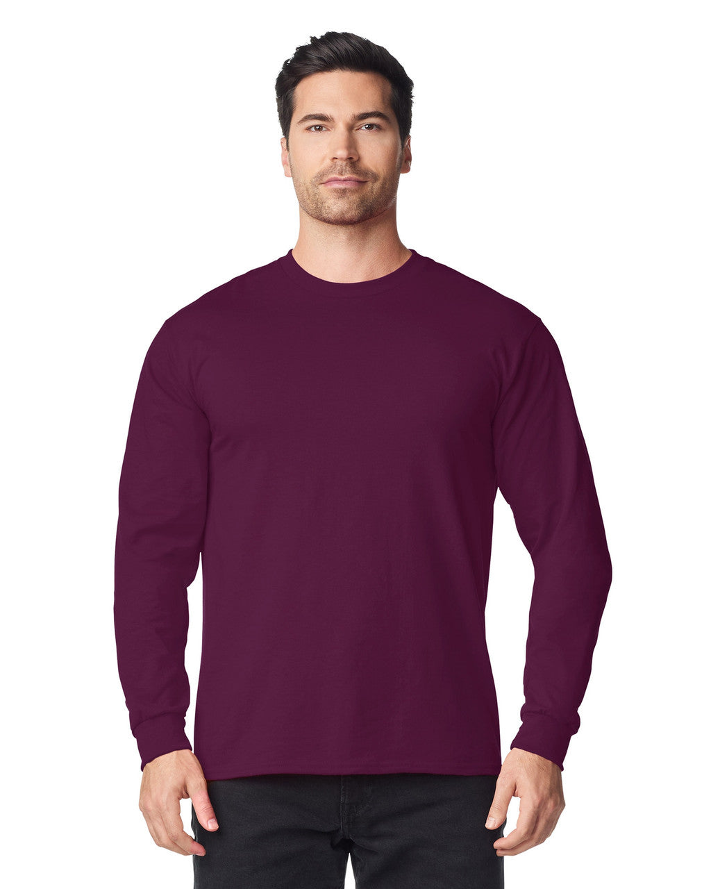 Gildan 8400 Unisex DryBlend 50/50 Long Sleeve T-Shirt - Maroon - model front