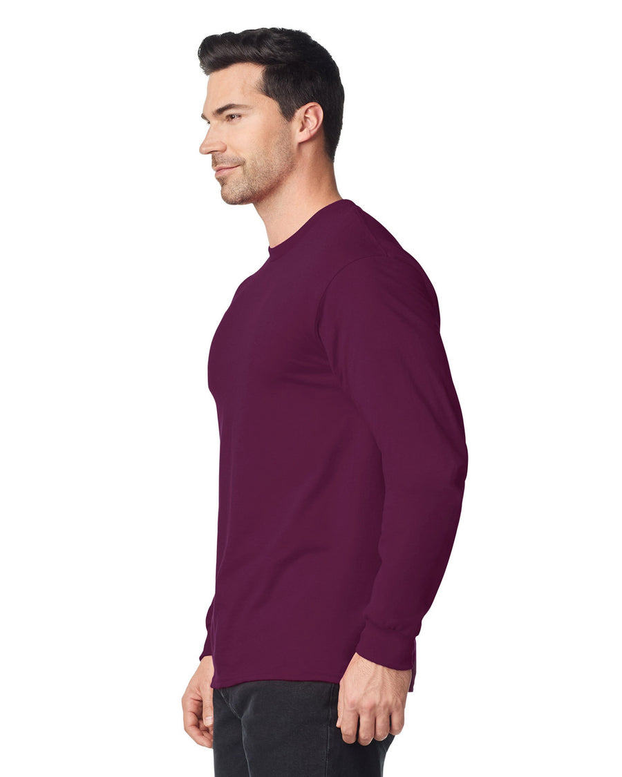Gildan 8400 Unisex DryBlend 50/50 Long Sleeve T-Shirt - Maroon - model side