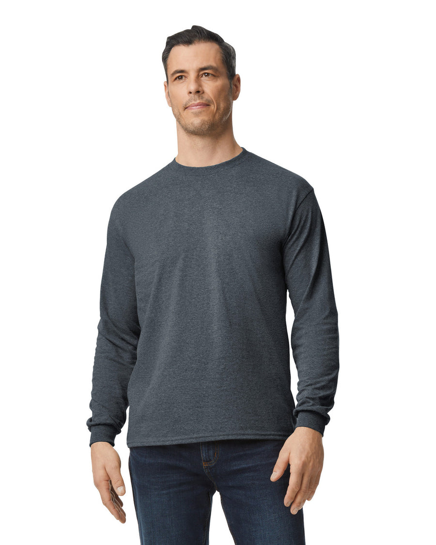 Gildan 8400 Unisex DryBlend 50/50 Long Sleeve T-Shirt - Dark Heather - model front