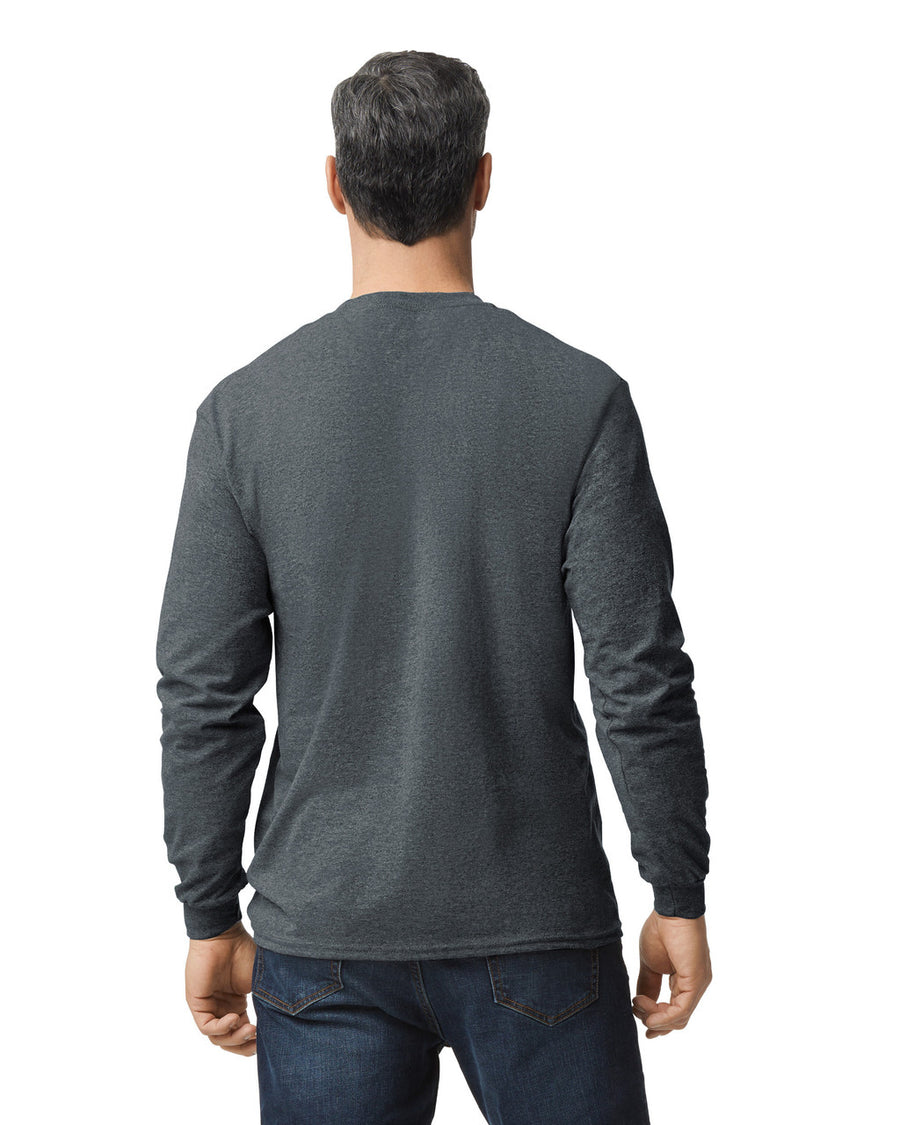 Gildan 8400 Unisex DryBlend 50/50 Long Sleeve T-Shirt - Dark Heather - model back