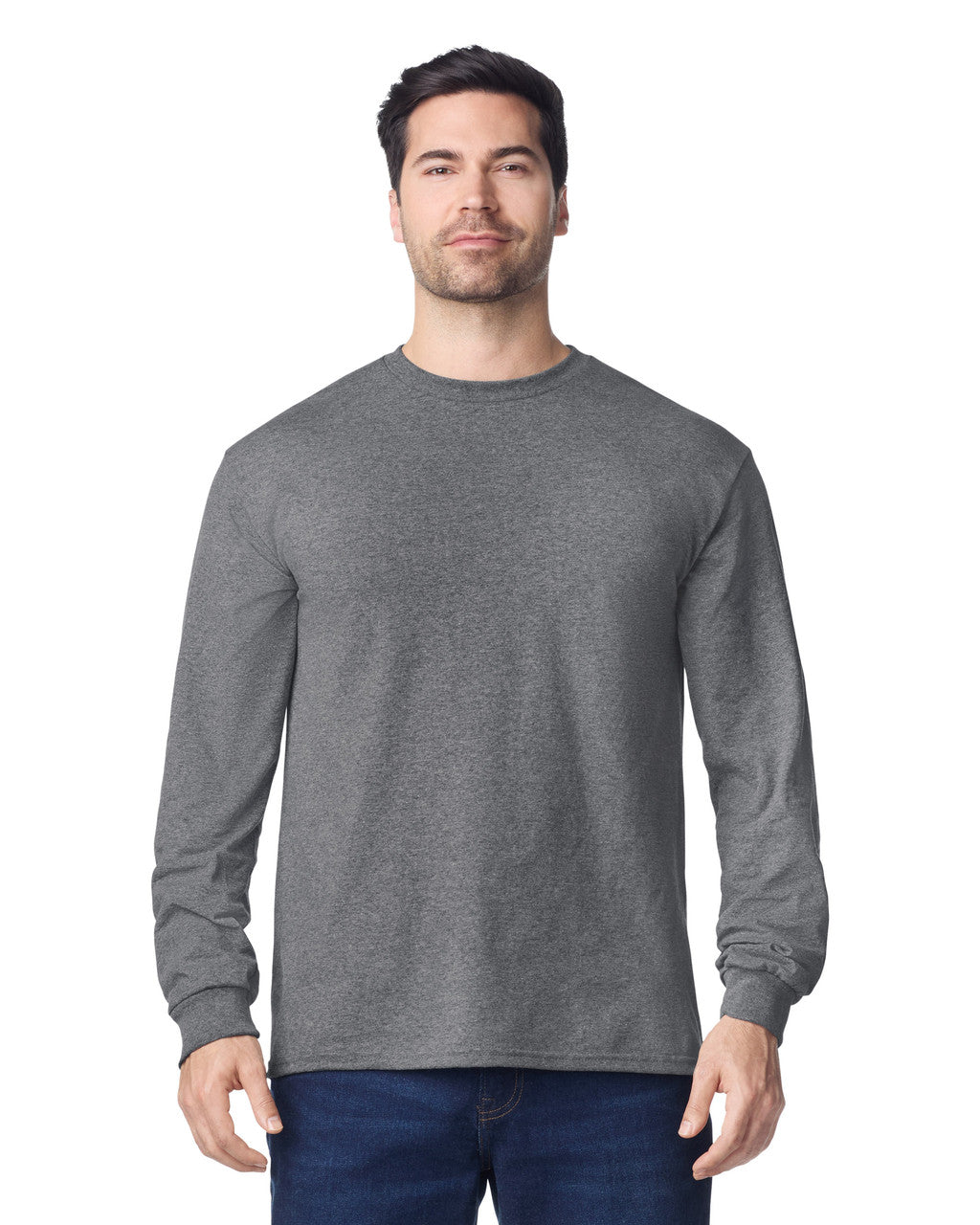 Gildan 8400 Unisex DryBlend 50/50 Long Sleeve T-Shirt - Graphite Heather - model front