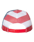 Richardson 112PM Printed Mesh Trucker Cap - Heather Grey/ Stars & Stripes - back