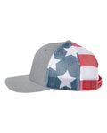 Richardson 112PM Printed Mesh Trucker Cap - Heather Grey/ Stars & Stripes - side