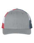 Richardson 112PM Printed Mesh Trucker Cap - Heather Grey/ Stars & Stripes - front