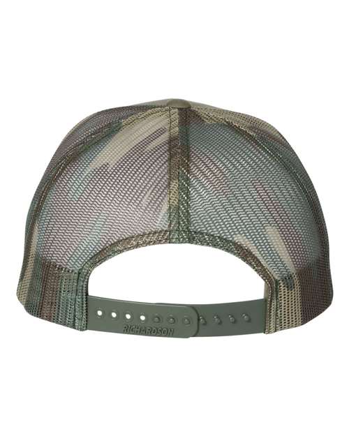 Richardson 112PM Printed Mesh Trucker Cap - Loden/ Green Camo - back