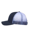 Richardson 112PM Printed Mesh Trucker Cap - Navy/ Navy to White Fade - side