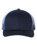Richardson 112PM Printed Mesh Trucker Cap - Navy/ Navy to White Fade - front
