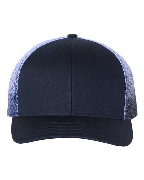 Richardson 112PM Printed Mesh Trucker Cap - Navy/ Navy to White Fade - front