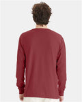 Hanes GDH200 Unisex Garment-Dyed Long Sleeve T-Shirt - Cayenne - model back
