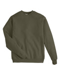 Hanes P160 EcoSmart Crewneck Sweatshirt - Fatigue Green - flat front