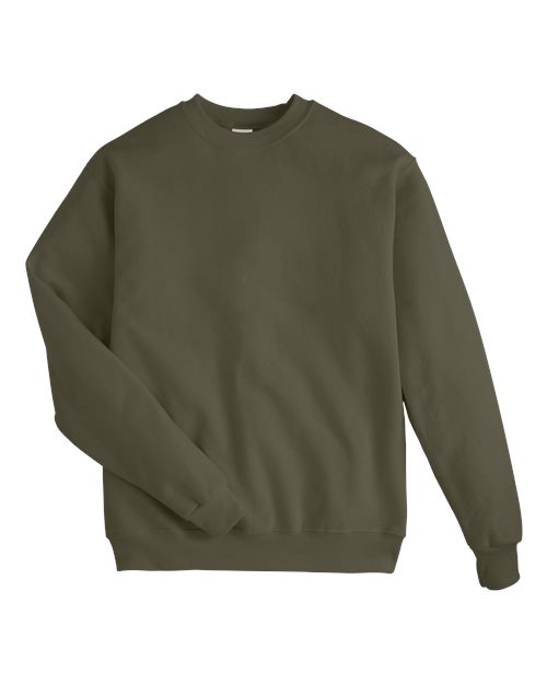 Hanes P160 EcoSmart Crewneck Sweatshirt - Fatigue Green - flat front