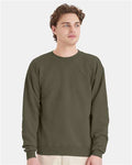 Hanes P160 EcoSmart Crewneck Sweatshirt - Fatigue Green - model front