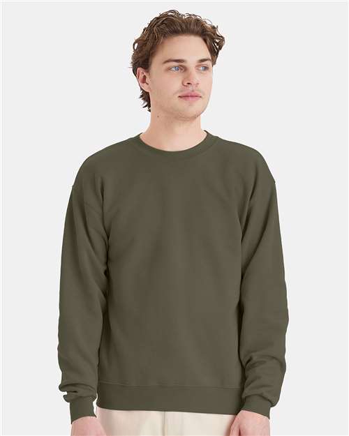 Hanes P160 EcoSmart Crewneck Sweatshirt - Fatigue Green - model front