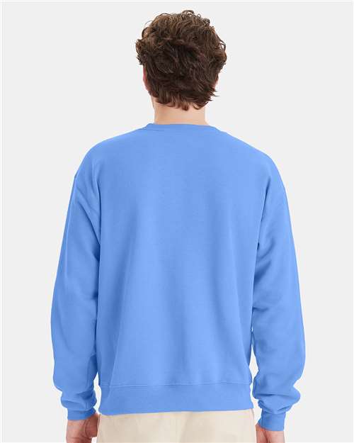 Hanes P160 EcoSmart Crewneck Sweatshirt - Carolina Blue - model back