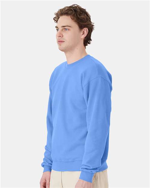 Hanes P160 EcoSmart Crewneck Sweatshirt - Carolina Blue - model side
