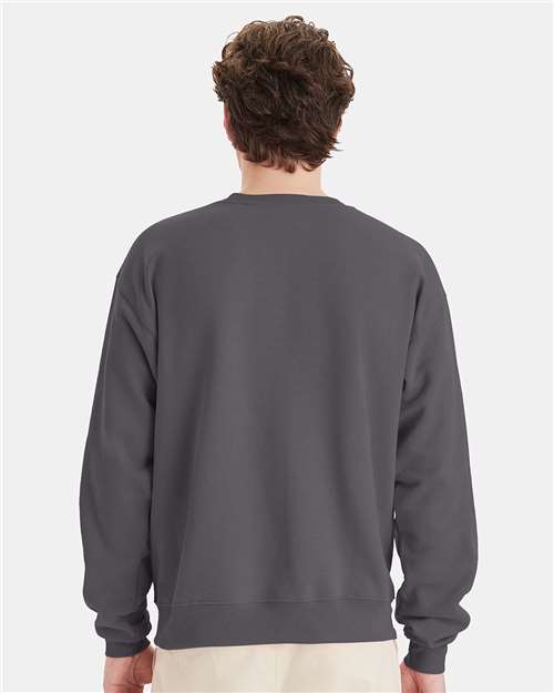 Hanes P160 EcoSmart Crewneck Sweatshirt - Smoke Grey - model back