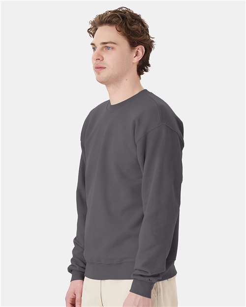Hanes P160 EcoSmart Crewneck Sweatshirt - Smoke Grey - model side