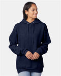 Hanes P170 EcoSmart Hooded Sweatshirt - Heather Navy - model front