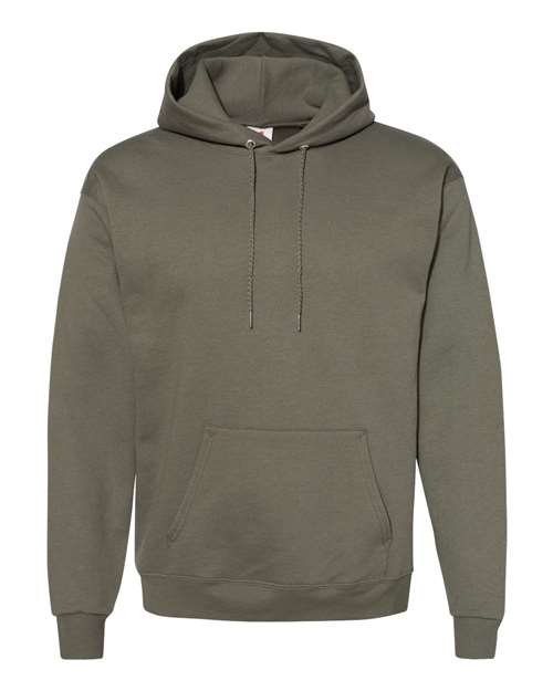 Hanes P170 EcoSmart Hooded Sweatshirt - Fatigue Green - flat front